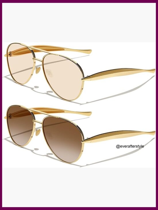 Metal Frame Oversized Aviator Sunglasses UV400 Protection main image 4